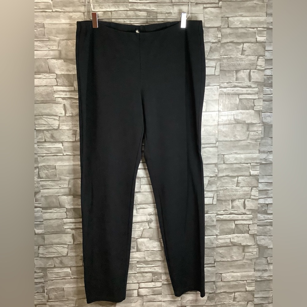 Eileen Fisher Pull-On Basic Black Pants Size L (W… - image 1